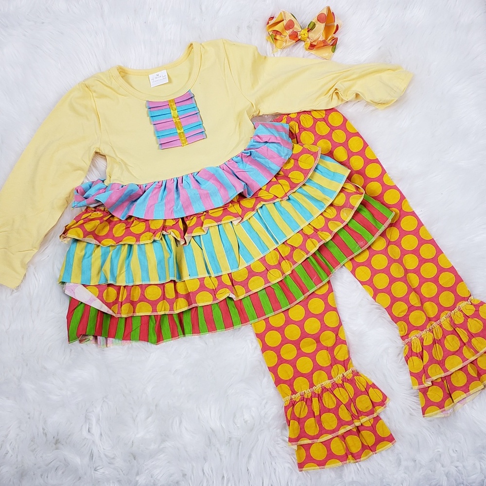 Boutique Ruffle Outfit with Bow